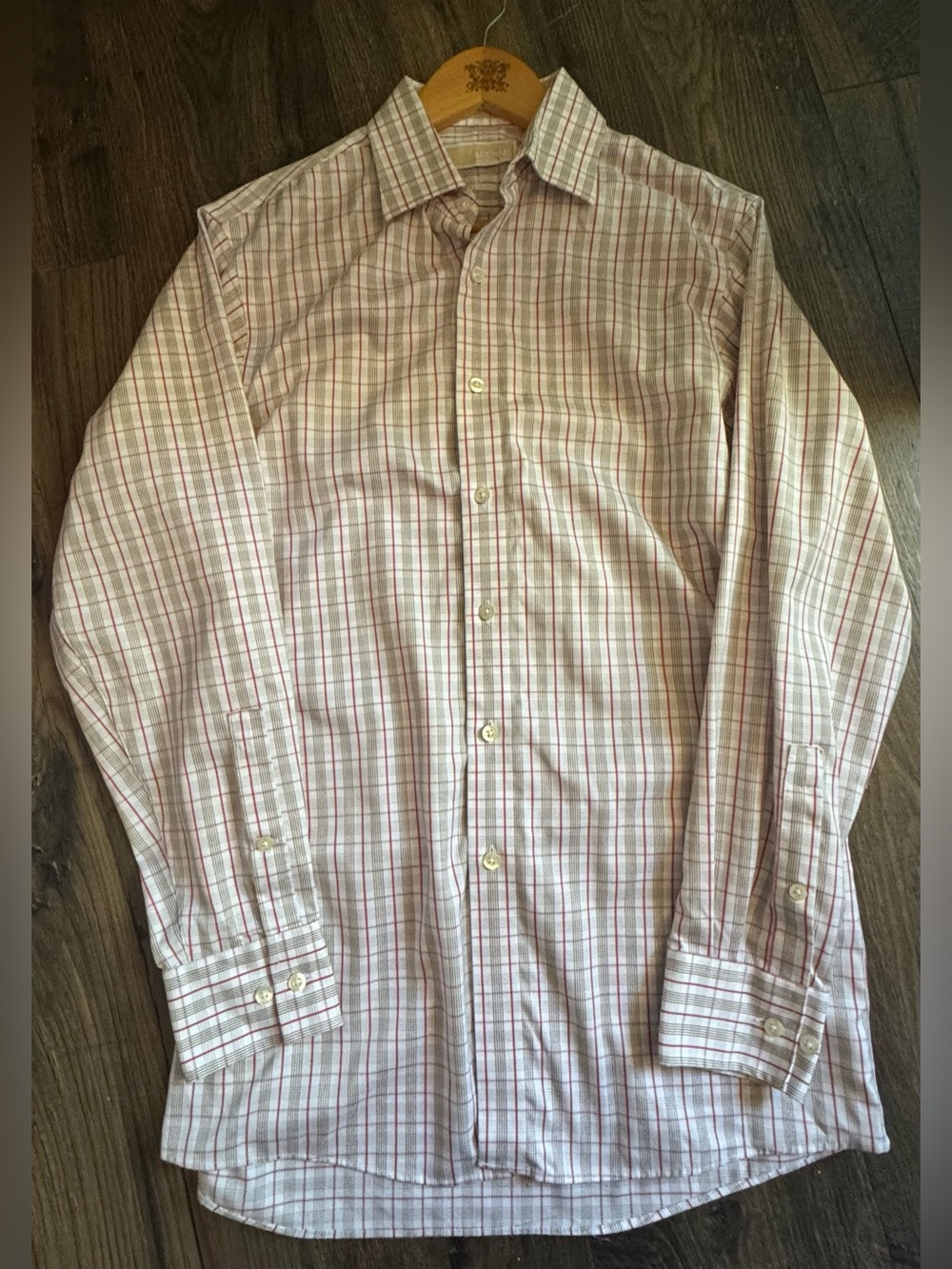 Michael Kors Men’s Plaid Dress Medium Button Down Business Casual
